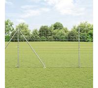 QJBSAVVA Galvanised Steel Fence Panels 2500 x 160 cm, Modern Rectangular Garden Border Fence, Robust Outdoor Dog Fence with 26 Spike Posts, Easy-Assembly Screen for Garden, Terrace, Patio