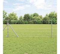 QJBSAVVA Galvanised Steel Field Fence 100 x 0.8 m Silver Rectangular Mesh Roll Robust Garden Border Fence for Livestock, Dogs, Patio and Lawn