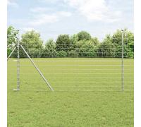 QJBSAVVA Galvanised Steel Field Fence Roll 50 x 1.4 m Silver Garden Fencing Panel Modern Rectangular Design Robust Outdoor Mesh Barrier for Garden Border Dog Fence