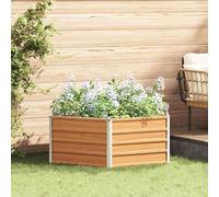 QJBSAVVA Galvanised Steel Raised Garden Bed 129 cm Hexagonal Metal Raised Planter Wood Look Finish Open Bottom for Urban Garden Outdoor Vegetable Planting Box