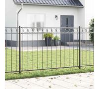 QJBSAVVA Grey Steel Garden Fence Panels 44.8 x 58 cm Modern Rectangular Wire Panel Border for Patio Lawn Outdoor Screening Dog Fence for Small Garden and Landscape Edge