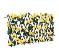 QJBSAVVA Yellow Artificial Ivy Trellis Fence Panels Expandable 40-180 cm Wide 20-30 cm High PVC Leaf Privacy Screen Set of 5 for Garden Wall Dog Barrier Outdoor Decoration