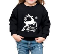 QJDFLL 2025 Christmas Boys Hooded Sweatshirt Long Sleeve Pullover Top with Reindeer Design for Kids Casual Winter Wear(B-Black,6-7 Years)