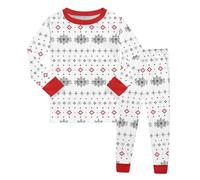 QJDFLL 2025 Christmas Boys Themed Long Sleeve Pajama with Festive Print Holiday Family Sleepwear Soft Two Piece Loungewear for Kids(b-Red,3-4)