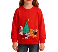 QJDFLL 2025 Christmas Cozy Winter Girls Pullover Hoodie Long Sleeve Top with Dinosaur Fire Truck Graphic Print Cute Casual Playwear for Toddlers and Kids(Multicolour-f,4-5 Years)