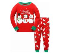 QJDFLL 2025 Christmas Toddler Boys Girls Pajamas Deer Pattern Kids Pants 2 Piece Pj s Long Sleeve Sleepwear Xmas Clothes Set Outfits(B-Red,9-10 Years)
