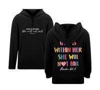 QJDFLL 2026 Embroidered Graphic Hoodie Sweatshirts for Women Casual Pullover Day(Black,11-12 Years)