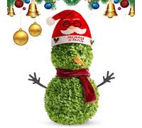 QJDFLL 80/50cm Christmas Snowman Stake Tree Fake Trio Ball Plant Outdoor Garden Decoration Indoor House Plant Faux Potted Plants Large 3 Ball Topairy Trees Fake Tree for Home Office (Beige-F,55cm)