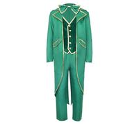QJDFLL Adult St. Patrick s Day Costume Gothic Retro Tail Coat With Fairy Hat And Bow Tie funny irish gifts(Green,M)