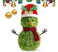QJDFLL Artificial Cedar Topiary Ball Tree with Ground Spike, Outdoor Artificial Christmas Tree, Fake Evergreen Faux Plant for Indoor Outdoor Porch Garden- UV Resistant - Fade-Proof (Beige-G,55cm)