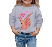 QJDFLL Autumn And Winter Valentine s Day Fashionable Cute Finger Print Children Hooded Sweatshirt(Light Gray,2-3 Years)