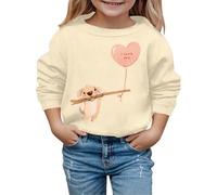 QJDFLL Autumn And Winter Valentine s Day Fashionable Cute Puppy Print Children Hooded Sweatshirt(Beige,5-6 Years)