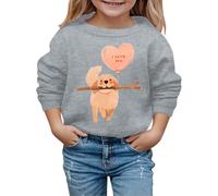 QJDFLL Autumn and Winter Valentine s Day Fashionable Puppy Print Children Hooded Sweatshirt(Grey,6-7 Years)