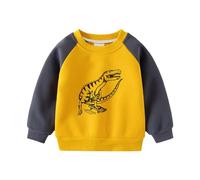 QJDFLL Boy Plus Fleece Hoodie Autumn and Winter Children Integrated Long Sleeved Coat Baby Color Matching Keep Warm Top(Yellow,3-4 Years)