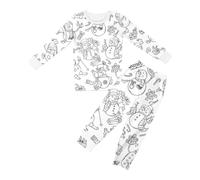 QJDFLL Boys Girls Christmas Pajama Kids DIY Hand Painted Coloring Pajamas Set Cartoon Colorable Marker Pajama 2-8Y(d-White,5-6)
