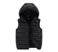 QJDFLL Child Kids Toddler Baby Boys Girls Sleeveless Winter Solid Coats Hooded Vest Outer Outwear Outfits Clothes(Black,5-6 Years)