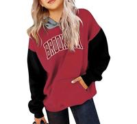 QJDFLL Children Long Sleeve Color Matching Printed Letters Hooded Fleece Sweater(Red,5-6 Years)