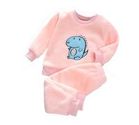 QJDFLL Children s Pajamas Thickened Little Boys Autumn and Winter Fuzzy Fleece Girls Coral Velvet Homewear Set for(Pink,3-4 Years)