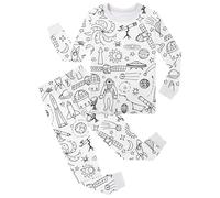 QJDFLL Christmas Outfits,Happy New Years 2 Piece Color Your Own You Can Color Set Markers Cute DIY Hand Painted Colorable Suit (c-Hot Pink,3-4 Years)