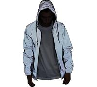 QJDFLL Chromashift Reflective Windbreaker, Windproof and Waterproof Color Shifting Night Visibility Jacket, Hiphop Night Sporting Coat(Grey,L)