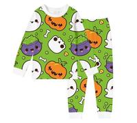 QJDFLL Coloring Pajamas for Boys and Girls, Kids Colorable Pajama 100% Cotton(Green-10,2Y)
