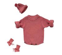 QJDFLL Customizable Name Hand Embroidered Baby Knitted Jumpsuit Autumn and Winter Newborn Boy Sweater Cute Crawling Dress 0 18 Months Old Style(Watermelon Red,Newborn)