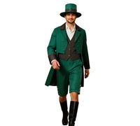 QJDFLL Elegant Irish Leprechaun Tailcoat Costume For Saint Patrick s Day Party Cosplay And Themed Events irish gift(Green,XXL)