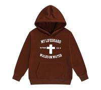 QJDFLL Girls Hoodies & Sweatshirts for Toddler to Big Kids Hoodie Letter Long Sleeve Pocket Jacket(Coffee,10-11 Years)