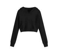 QJDFLL Girls Solid Pullover Hoodie with A Hood Long Sleeve Drawstring Pocket Sports(Black,7-8 Years)