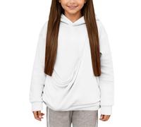 QJDFLL Girls Sweatshirts Puppies Cats Shoulder Straps Pockets Long Sleeve Hooded(White,3-4 Years)