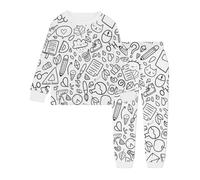 QJDFLL Kid DIY Hand Painted Home ear Set Colouring ajama Sets for Boy and Girl Can Play with and Wear (4-White,5-6 Years)