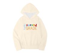 QJDFLL Kids Boys Girls Autumn Winter School Season Second Grade Letter Printed Long Sleeve Hoodie Warm and Comfortable Tops Children s Clothing(Light Yellow,4-5 Years)