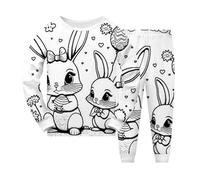 QJDFLL Kids DIY Hand Painted Coloring Pajamas Set Boys Girls Halloween Christmas Pajama Cartoon Colorable Marker Pajama 2-8Y (White-j,6-7 Years)