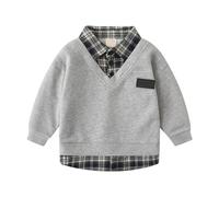 QJDFLL Kids Toddler Baby Girls Boys Autumn Pocket Winter Plaid Long Sleeve Coat Clothes(Grey,3-4 Years)