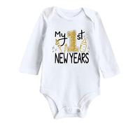 QJDFLL My First Year Clothes Newborn Infant Baby Boy Girl Outfits Letter Print Romper (White,9-12 Months)