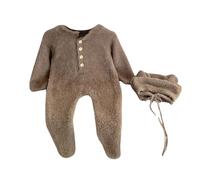 QJDFLL Newborn Baby Girls Romper Cute Warm Long Sleeved Furry Wrap Children s Crawling Clothes with Cap(Grey,18-24 Months)