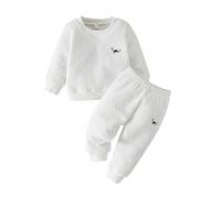 QJDFLL OrganicBoom Organic Baby Toddler Quilted Outfit Long-Sleeve Tee And Pants Playwear Set Winter Fall(White,6-9 Months)