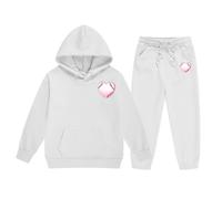 QJDFLL Reindeer Girls Hoodie Set Children s Two Piece Medium and Small Solid Color Long Sleeved Sweatpants(White,4-5 Years)