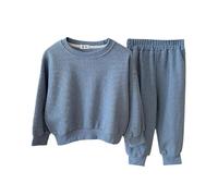 QJDFLL Toddler Fall Outfits For Girl Boy Long Sleeve Top And Sweatpants 2PCS(Dark Blue,7-8 Years)