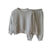 QJDFLL Toddler Fall Outfits For Girl Boy Long Sleeve Top And Sweatpants 2PCS(Light Gray,7-8 Years)
