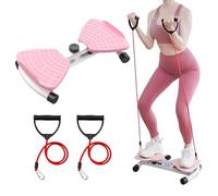 QJDFLL Waist Twister Machine with Resistance Bands - 300 lbs Weight Capacity, Non-Slip Twist Board, Noiseless Ab Twister for Belly Fat Loss, Home Gym Equipment for Women/Men (PINK)