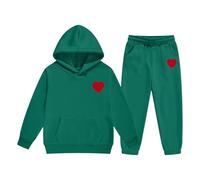 QJDFLL Womens Oversized Heart Patch Couples Hoodies Sweatshirts Heavyweight Fleece for Women 2026(Dark Green,3-4 Years)