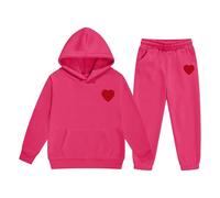 QJDFLL Womens Oversized Heart Patch Couples Hoodies Sweatshirts Heavyweight Fleece for Women 2026(Hot Pink,6-7 Years)
