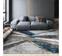 QJDTZMD Area Rug 130 x 160 cm Non-Slip Soft Washable Carpet Decorative Floor Mat for Living Room Office Bedroom Dining Room Modern abstract lines gray blue