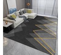 QJDTZMD Area Rugs Living Room 140 x 160 cm Rug Rectangular Machine Washable Soft Short Pile Carpet for Bedroom Kitchen Modern geometric lines black gray yellow