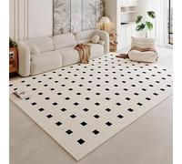 QJDTZMD Entryway Rugs 90 x 120 cm Area Rugs for Living Room Soft Short Pile Rug Non Slip Non Shedding Carpet for Bedroom Hallway Modern geometric squares black white