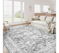 QJDTZMD Large Area Rugs 200 x 250 cm Non Slip Soft Short Pile Carpet Easy To Clean Rugs for Dining Room Bedroom Living Room Retro floral gray white