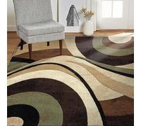 QJDTZMD Large Area Rugs 200 x 250 cm Non Slip Soft Short Pile Carpet Easy To Clean Rugs for Dining Room Bedroom Living Room modern retro geometric green brown