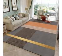 QJDTZMD Large Area Rugs 200 x 250 cm Rug forLiving Room Non Slip Soft Short Pile Easy To Clean Carpet for Dining Room Bedroom Modern geometric lines gray orange