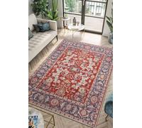 QJDTZMD Large Area Rugs 200 x 250 cm Rug forLiving Room Non Slip Soft Short Pile Easy To Clean Carpet for Dining Room Bedroom Traditional Red Blue Beige